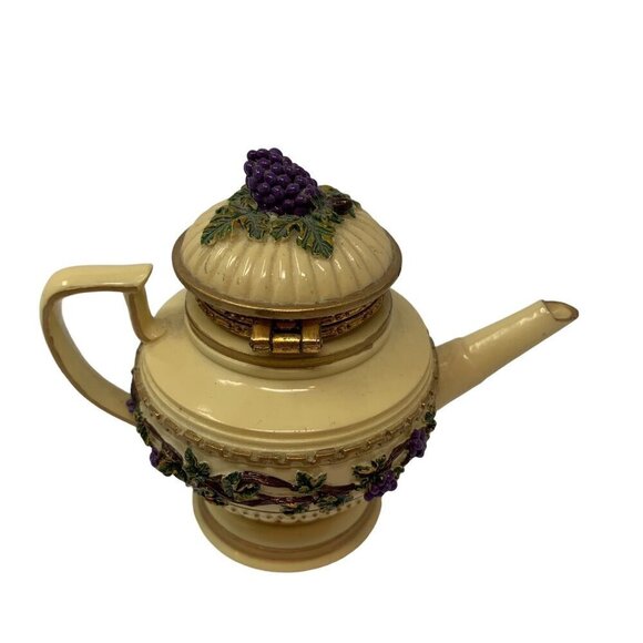 Nini Vineyard Teapot Trinket Keepsake Box Collectible Mini Hand Painted 6-41 - Picture 9 of 13